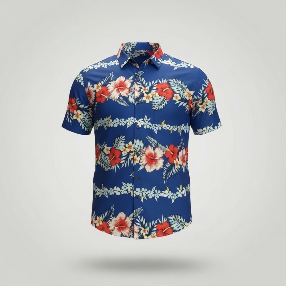 Southpole Mens Aloha Hawaiian Shirt XL Blue Floral‎ Short Sleeve Button Up